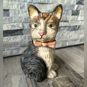 VINTAGE Large Hand Painted Cat Paper Mache Statue Figure Hand Made Philippine